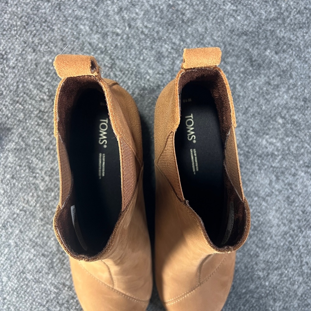 TOMS Kelsey Pull-On Wedge Womens 10 Bootie Tan Leather Suede Ankle Boot 10016858 - Picture 6 of 9